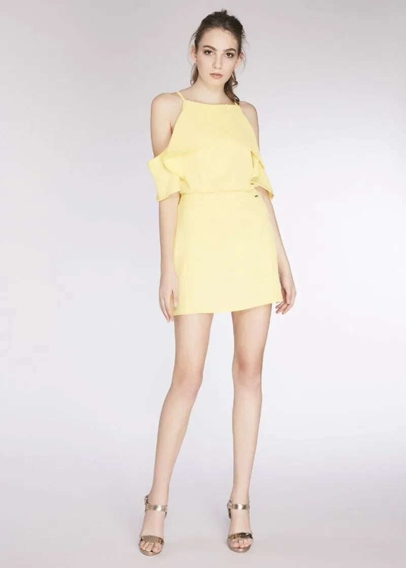Abito mini in cady con balze