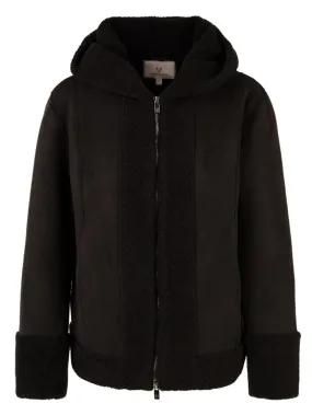 Cappotto stile montone con cappuccio nero da Donna