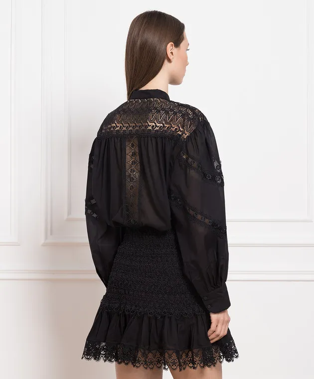 Charo Ruiz Blusa Marian nera con pizzo 231201