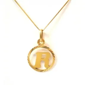 COLLANA CON CIONDOLO LETTERA R INIZIALE IN ORO GIALLO 18 KT