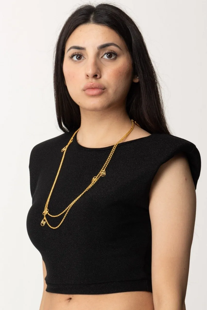 Collana lunga con charms logo Oro Giallo