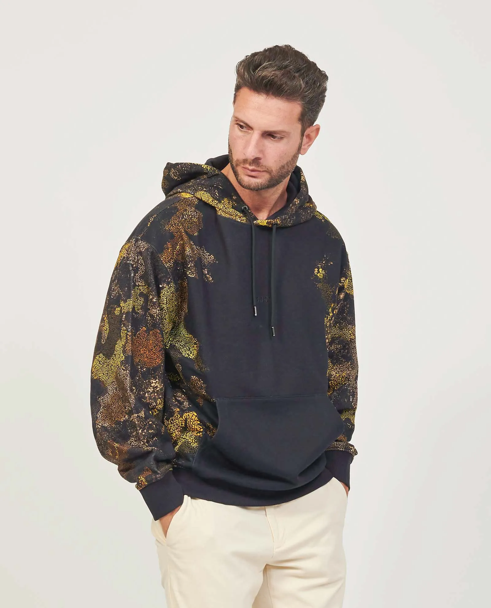 Felpa oversize da uomo Boss in terry di cotone con grafica