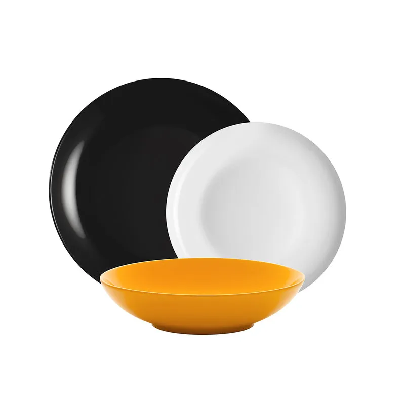 Kaleidos Linea Mitika - set tavola 18 Mitika, nero/arancio/bianco