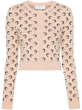 MARINE SERRE MOON JACQUARD KNIT FITTED CARDIGAN