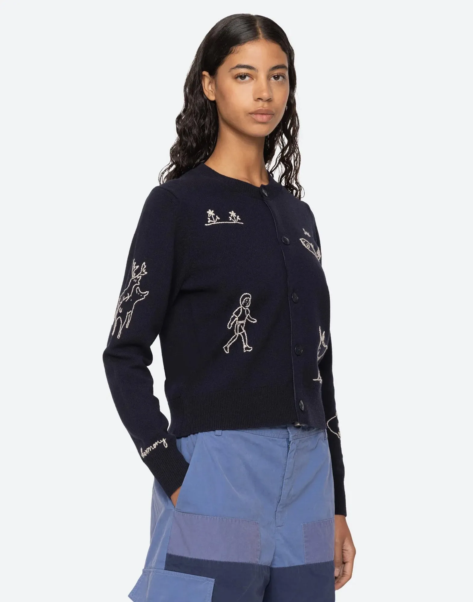 SEA NY Cardigan Ricamato Demi Blu Navy