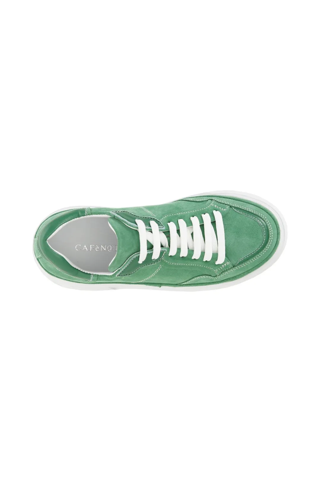 sneakers in pelle scamosciata monocolore con suola a cassetta verde