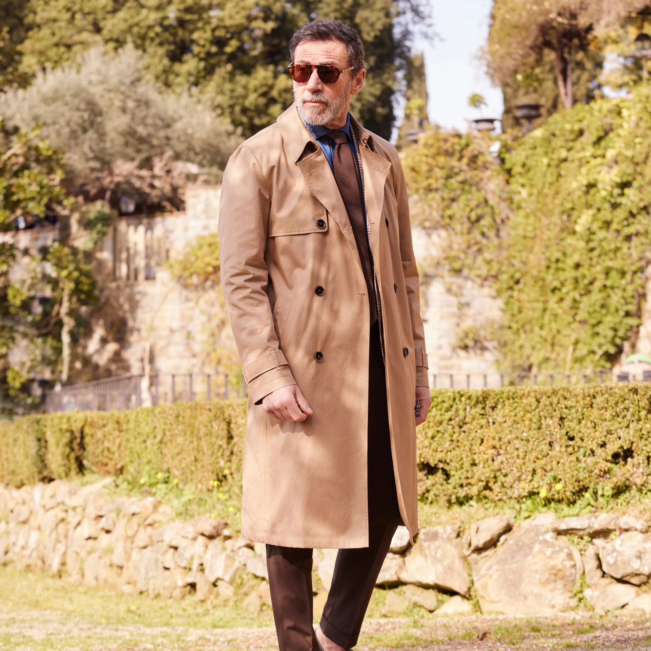 Trench in gabardina di cotone