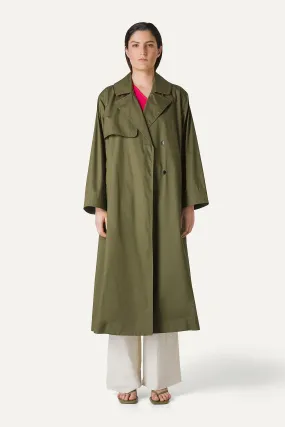 TRENCH LUNGO IN GABARDINA DI COTONE LEGGERO 9203 - FORESTA